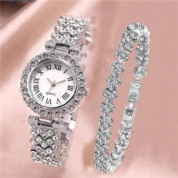 Women’s Luxury Diamond Watch and Bracelet Set - Picture 4 of 8